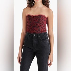 Steve Madden Sybil Strapless Floral Tulle Underwire Bodysuit